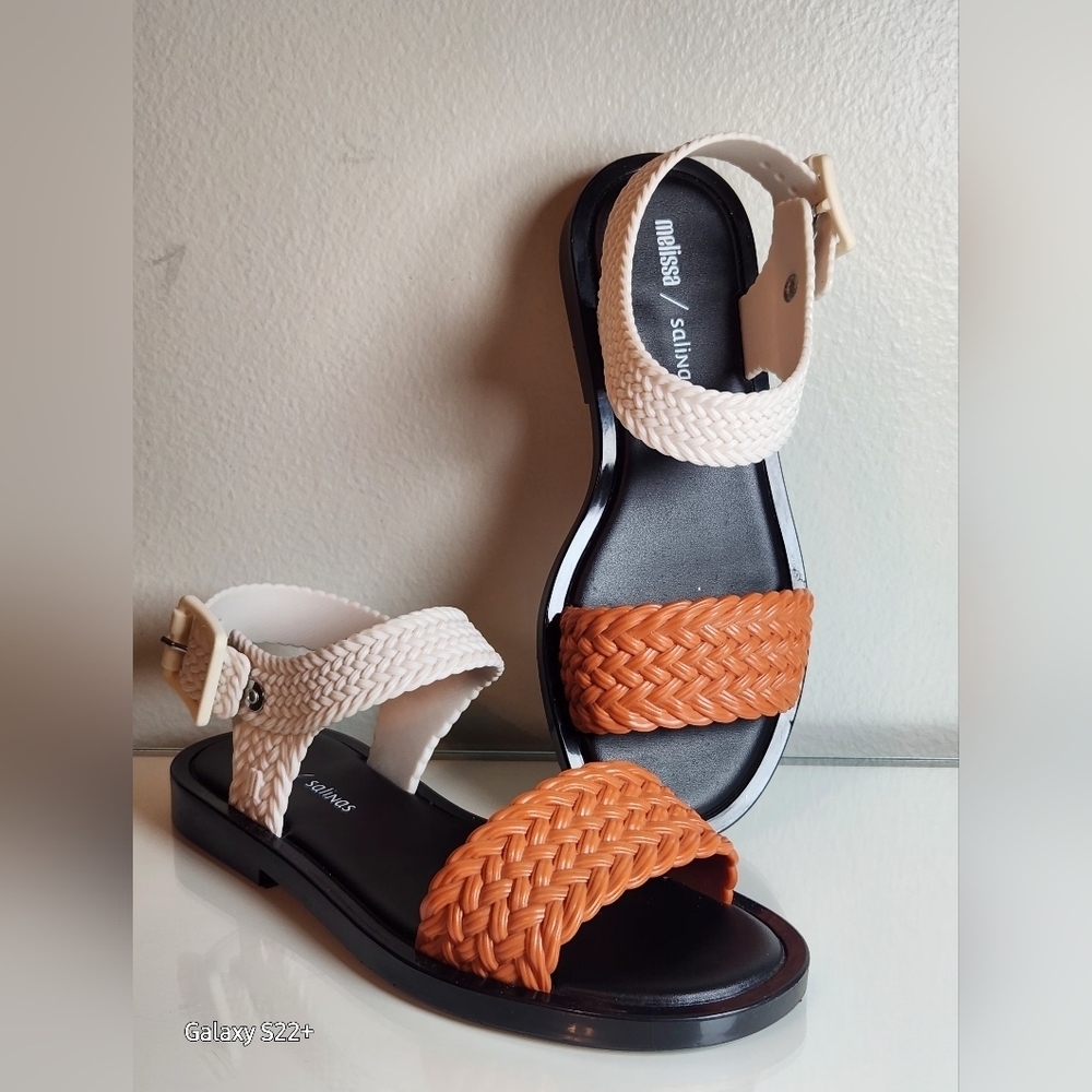 MELISSA SALINAS WOVEN SANDALS SIZE 7. MADE IN BRAZIL.